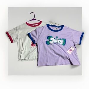 2 Set Duo Womens M Juicy Couture Purple&Green/Pink&White Tee BNWT